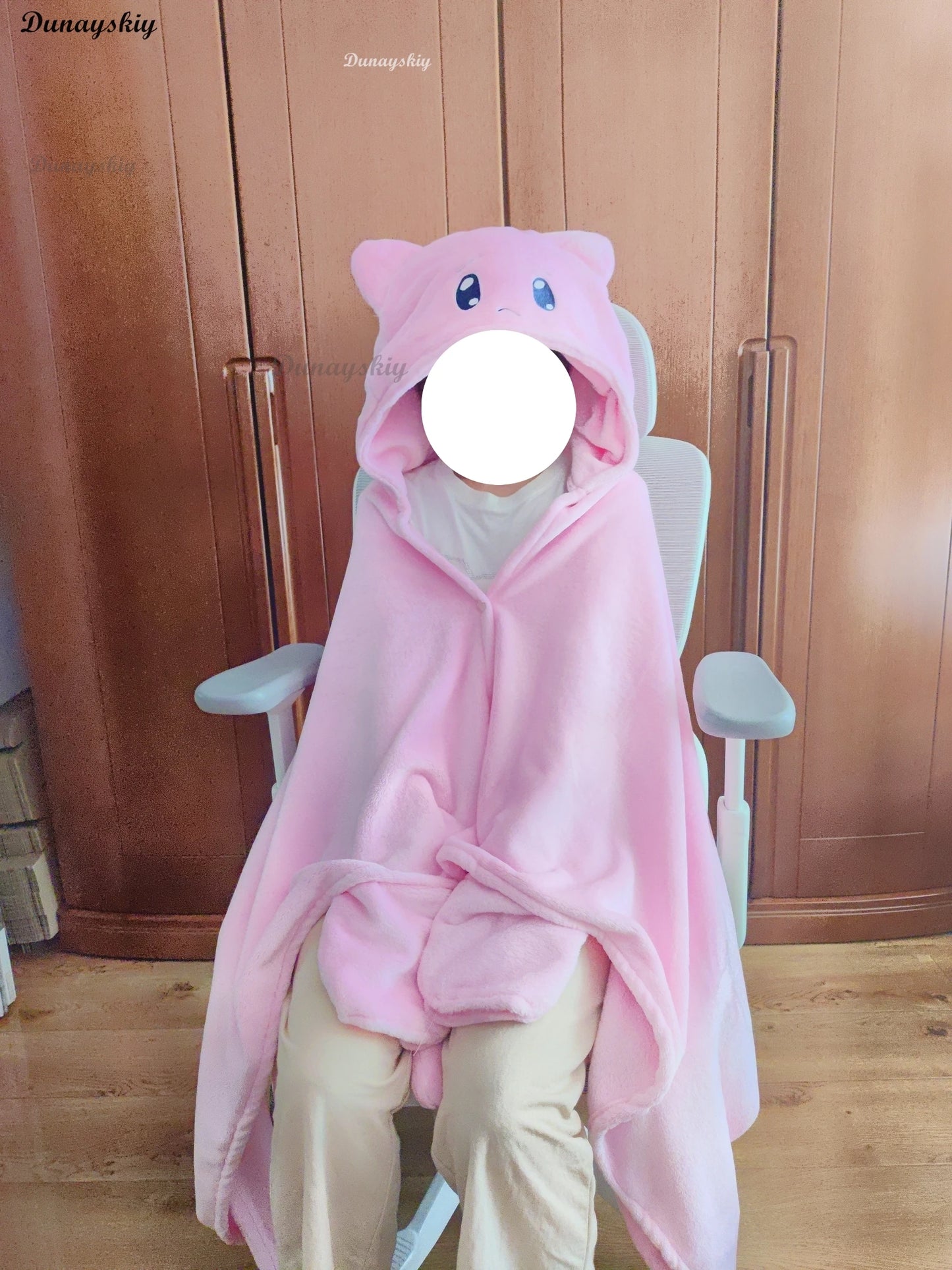 Blanket NEEDY GIRL OVERDOSE KAngel P-chan Doujin Kawaii Cozy Streamer Overload Pink Cat Cape Hooded Soft Plush Blanket Jirai kei