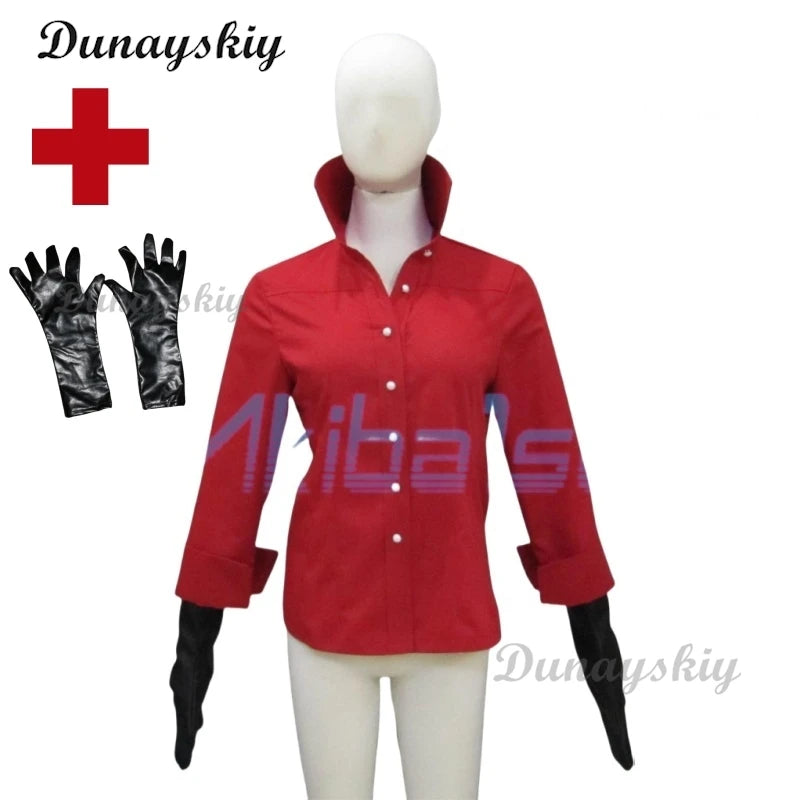 Resident 6 Ada Wong Cosplay Costume Wig Prop Evil Red Shirt Pants Halloween Carnival Disguise Suit Women Girls Customized