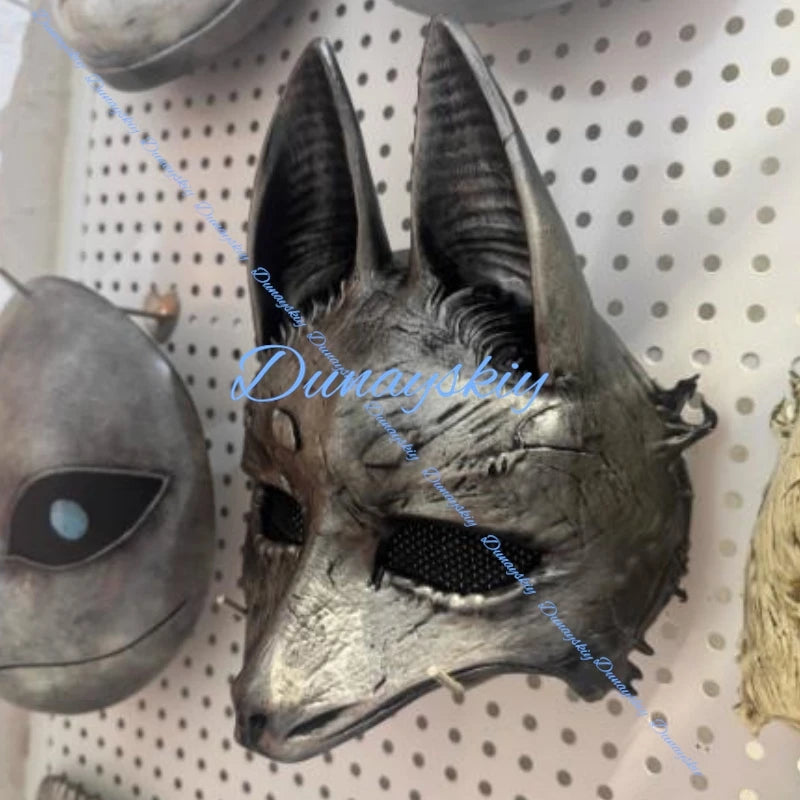 Fox Mask Hinako Shimizu Cosplay Costume Silent Game White Suit Wig Mask Earrings Halloween RolePlay Party