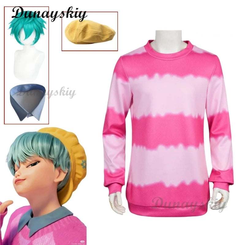 KPOP Huntrix Saja Boys Baby Cosplay Costume Wig Hat Pink Hoodie Y2K costume Halloween Disguise for Adult Outfit