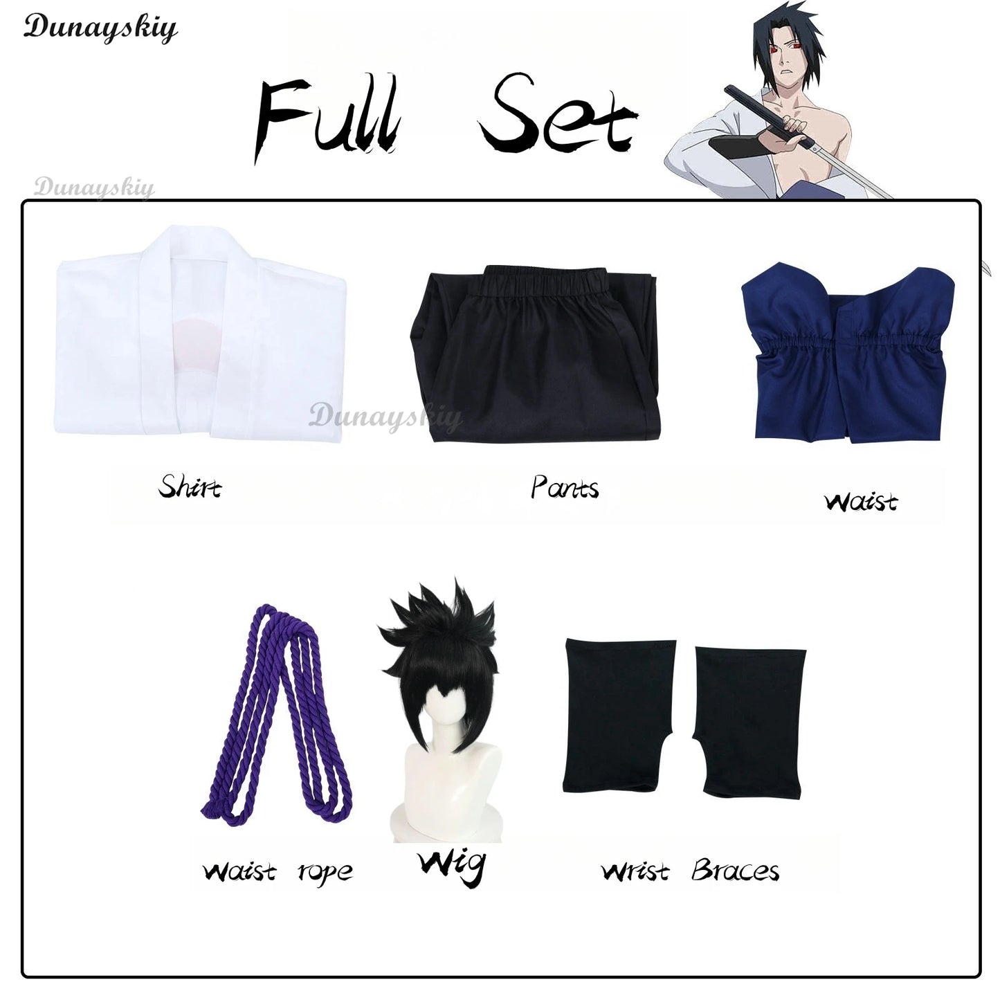 Anime Uchiha Sasuke Cosplay Outfit Halloween Costume Wig Party Role Play Uniform Comic Clothes Outfit Customized