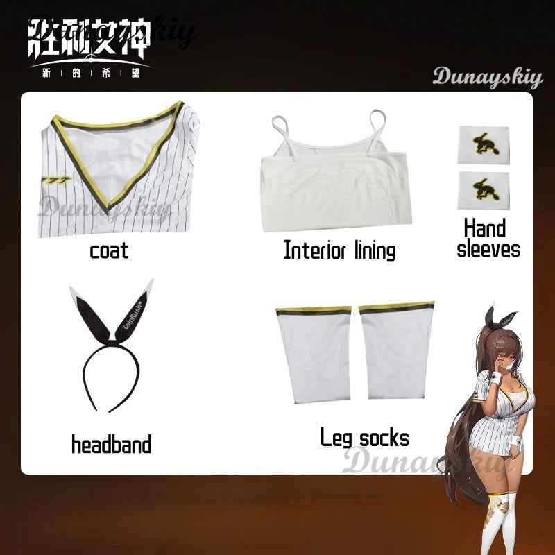 NIKKE Goddess of Victory Black Rabbit Noir Cosplay Costume Wig Sexy Sport Style Suit Baseball Jersey Dress Headwear Socks Set