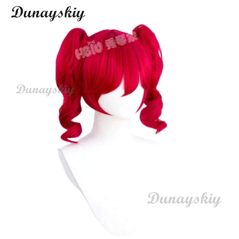 Vtuber Synthesizer V Kasane Teto Meserizer Cosplay Wig Vtuber Halloween Carnival Party Blue  Red Double Ponytail Long Hair