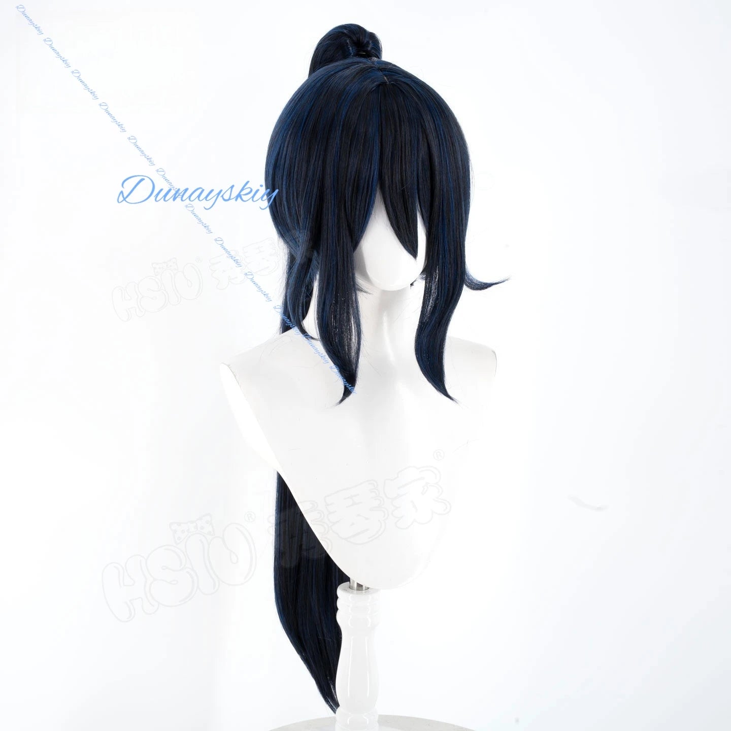 Game Limbus Company Hong Lu Cosplay Wig 80cm Dark Blue Grey Wigs For Women Men Cosplay Anime Hair Halloween