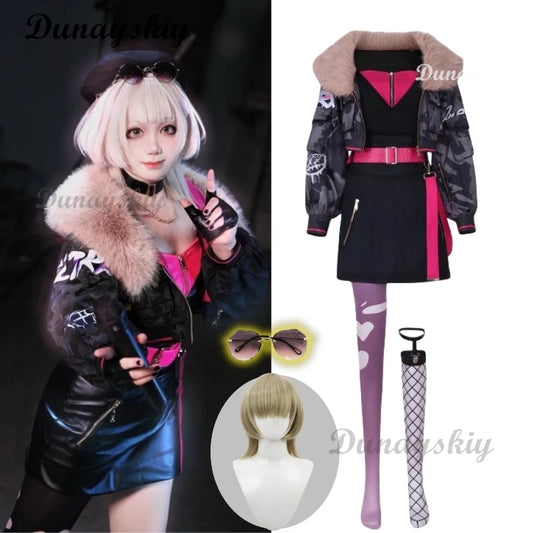 Anime Project Sekai Colorful Stage ULTRA C Azusawa Kohane Cosplay Costume Uniforms Black Coat Dress Wig Prop Halloween Party