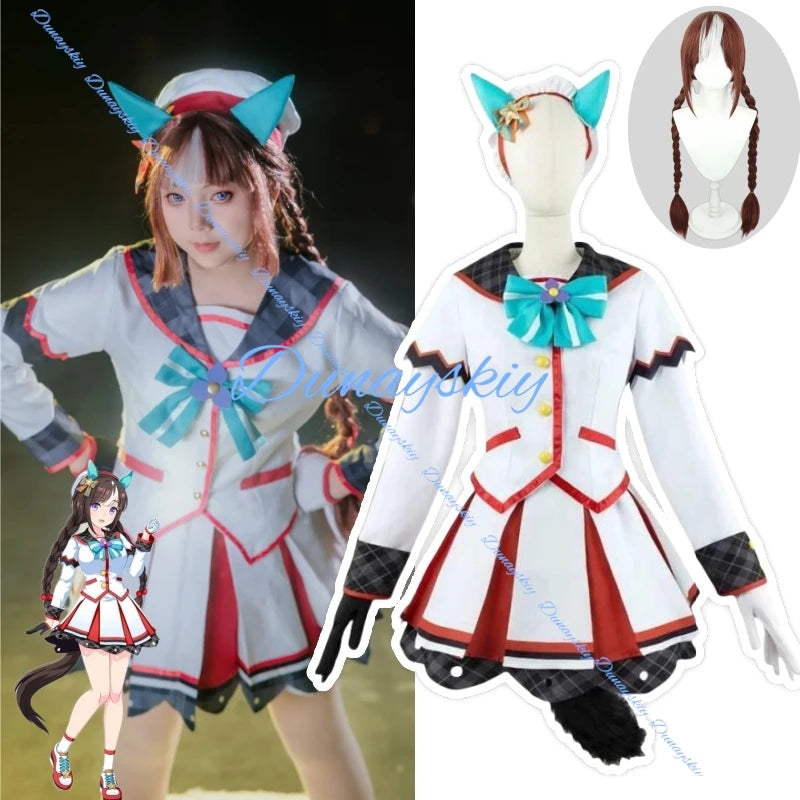 Game Umamusume: Pretty Derby Hokko Tarumae Cosplay Costume Wig Tail Shoes Combat Uniform Skirt Woman Kawaii Suit Customize