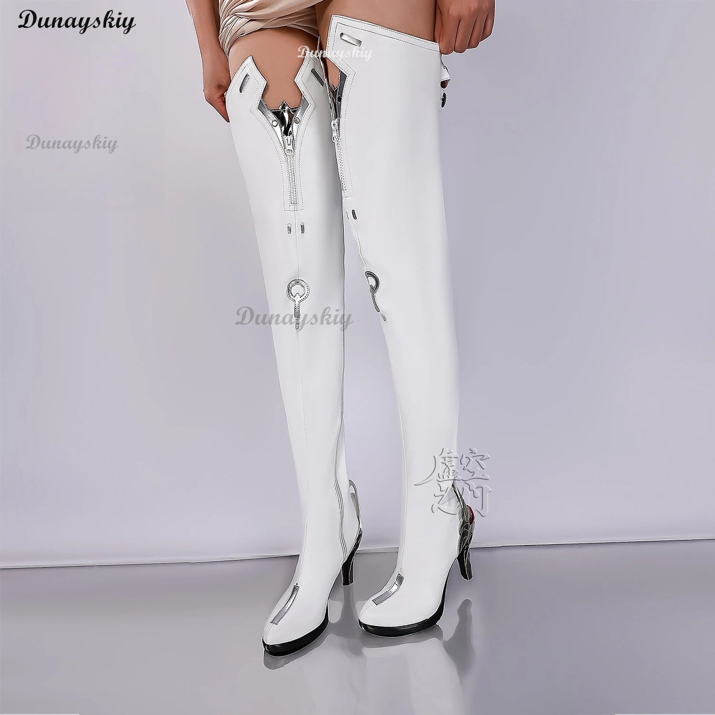 Wuthering Waves Lupa Game Cosplay Shoes Boots White Over-the-knee PU Leather Boots For Women Girls Halloween Carnival Party Prop