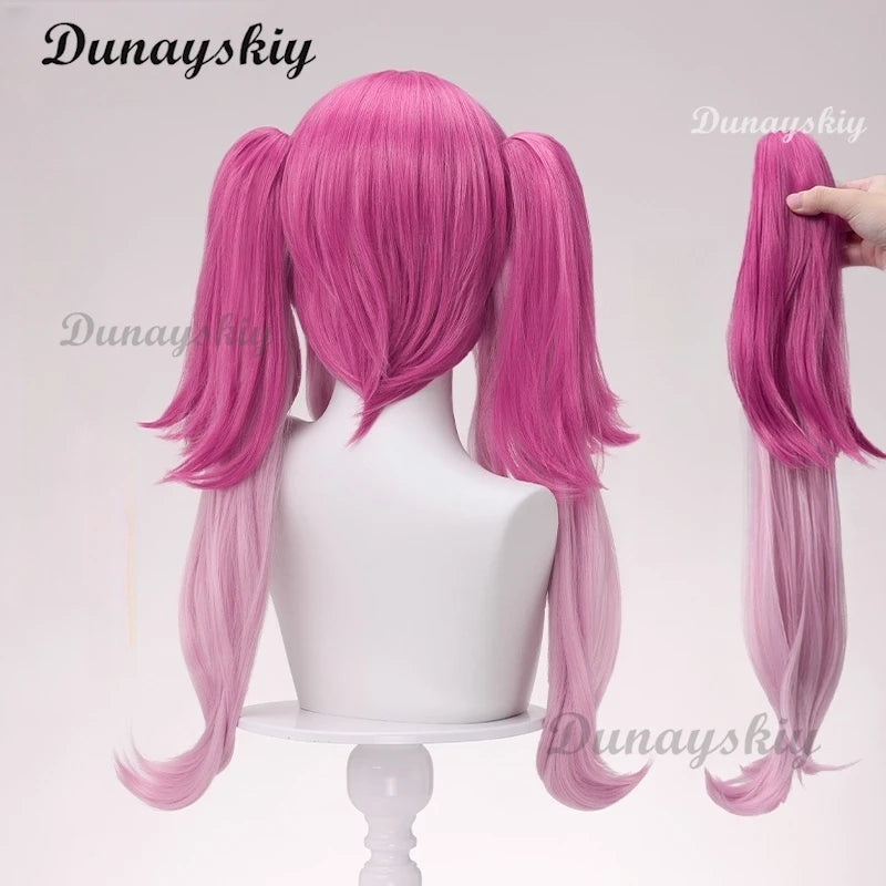 Game Wuthering Waves Lupa Cosplay Wig Pink Twin Ponytails Septimont Rinascita Halloween Party for Women Girls Carnival Cos Props