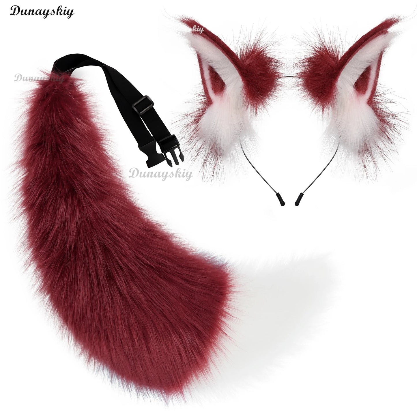 Handmade Deep Blue Wolf Ear Fox Ear Hairband Headwear Dog Ear KC Hair Clip Costume Accessories Tail Animal Ear Cosplay Props