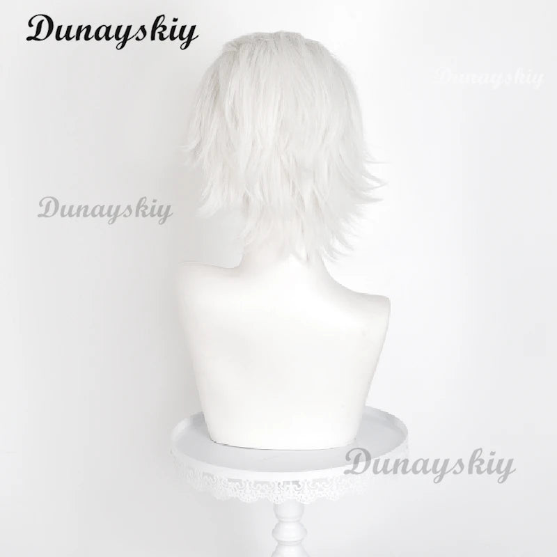 New Anime To be Hero X Nice Cosplay Wig White Short Hair Lin Ling Halloween Party Wig for Women Men Carnival Role Play Cos Props