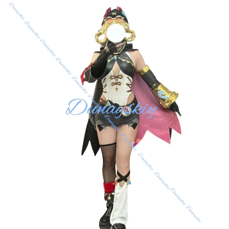 Genshin Impact Jahoda Cosplay Costume Set - Wig, Uniform, Cloak, Hat, Glasses & Headwear | Perfect Outfit & Props for Women/Girl