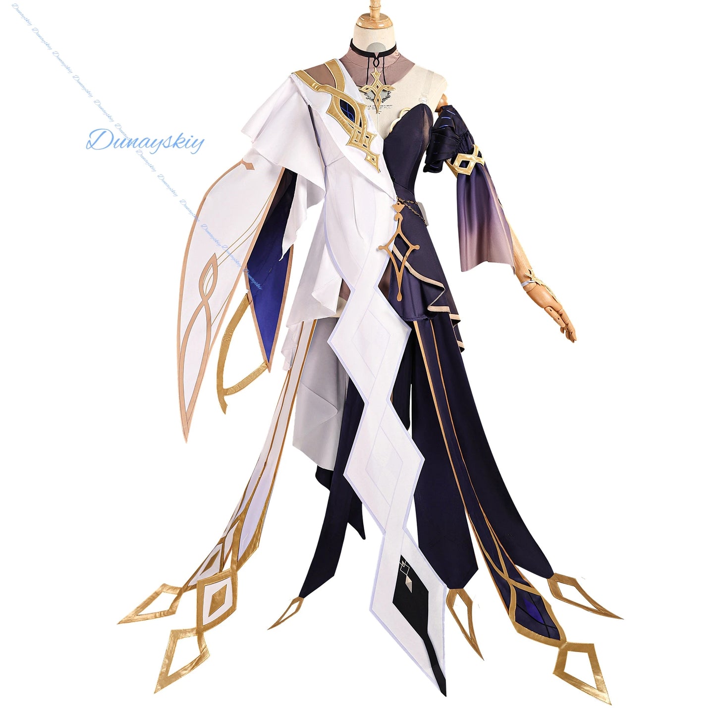 Genshin Impact Rhinedottir Naberius Cosplay Costume Dress Wig Uniform Headwear Four Shades Halloween Party for Women Girls Prop