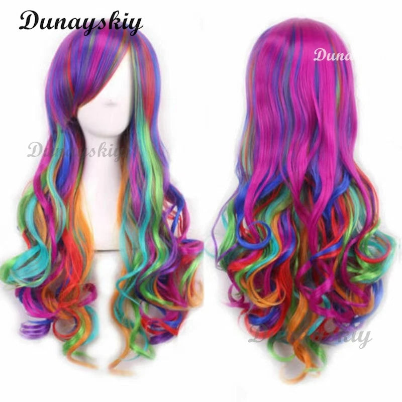 My Little Anime Rainbow Applejack  Pinkie Pie Dash Multi Color Synthetic Hair Pony Cosplay Wigs Heat Resistance Fiber Wigs