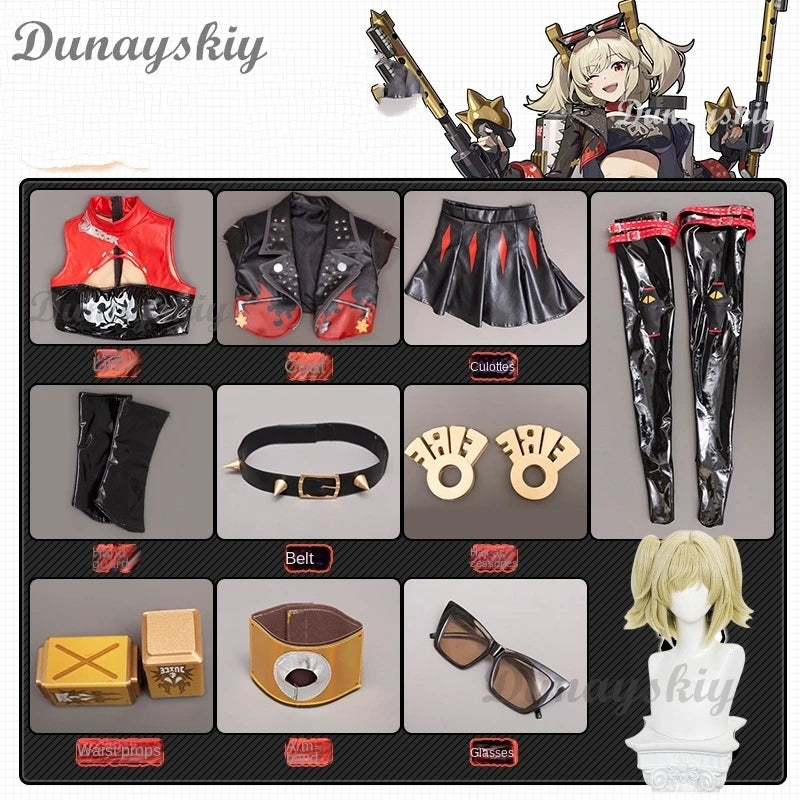 Burnice White Cosplay Costume Wig Hair Zenless Zone Zero Role Play Halloween Party Glasses Woman Comic-Con Disguise Combat Set