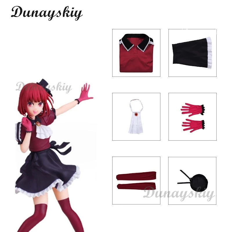 Hoshino Ruby/Arima Kana/Memu Cho Cosplay Costume Cape Style Anime Oshi No Ko B-Komachi Stage Dress Wig Halloween Party Women