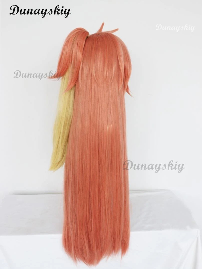 Hazzbin Cherry Bomb Wig Anime Cosplay Rainbow Color Hair Hotel Woman Cosplay Pre Crimped Wig Hair Heat Resistant