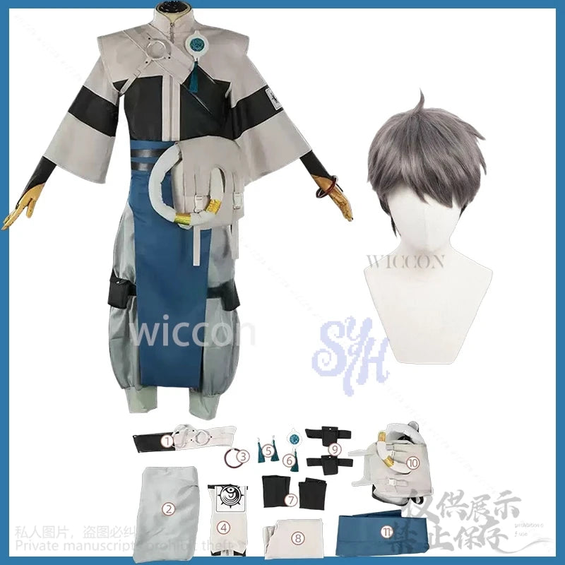 GACHIAKUTA Zanka Cosplay Anime Costume Grey Punk Uniform Y2K Chinese Styles Coat Dress Wigs Jirai Kei Earring Halloween Party