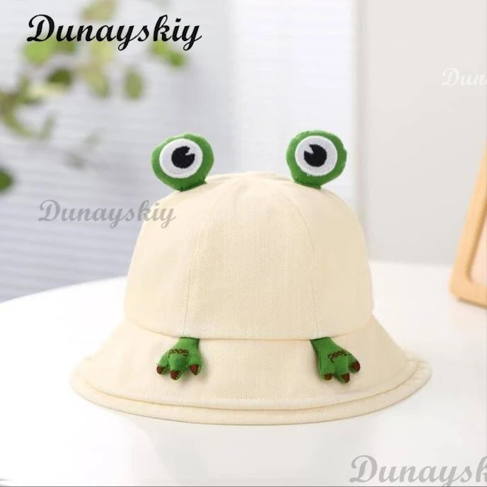 Cute Frog Bucket Hats Cosplay Accessories Women Bucket Hat Women Summer Outdoor Sun Fishing Cap Cotton Wild Panama Decorative
