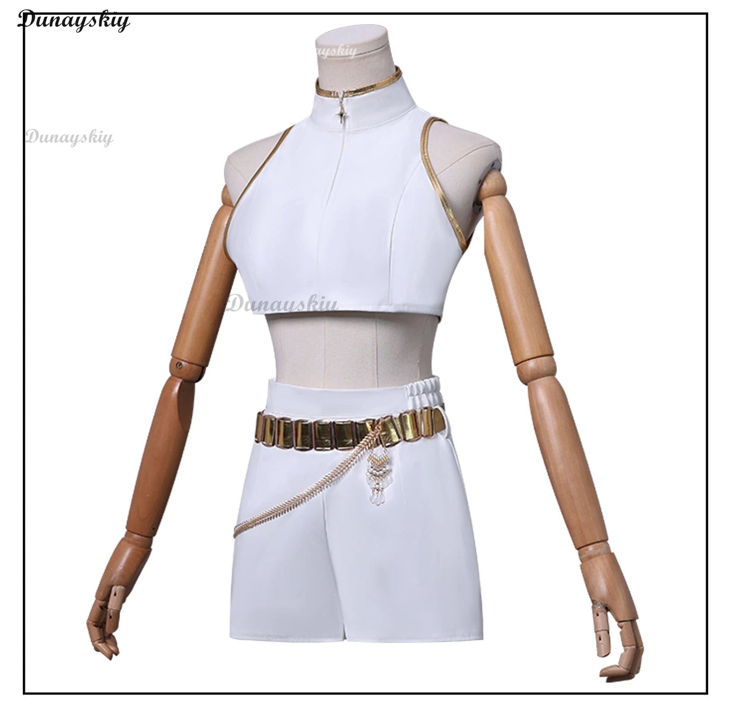 Rumi KPop Demons Cosplay Hunter White Costume Wig Women Girls Cartoon Fantasia Vest Shorts Chain Belt Outfits Halloween Carnival