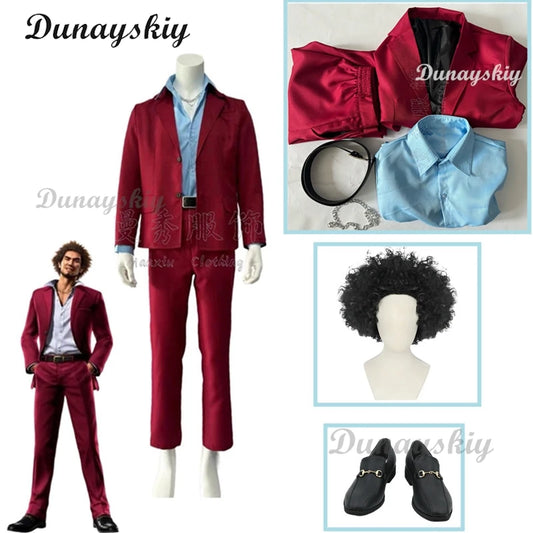 Game Kasuga Ichiban Cosplay Costume Wig Black Adult Leather Shoes Dailywear Cosplay Shoes Boots Halloween Christmas