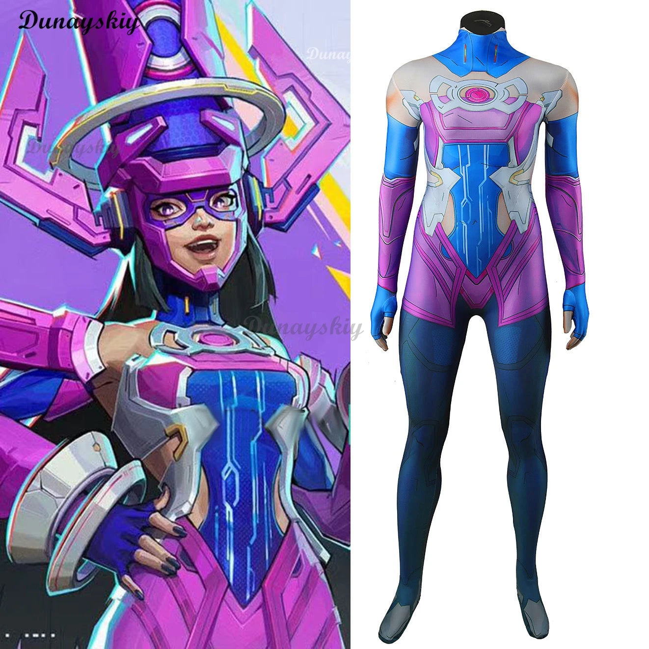 Mv Rivals Galacta Gali Cosplay Purple Jumpsuit Daughter of the Devourer Outfits Wig Comic Game Clothes Uniform Halloween Suit