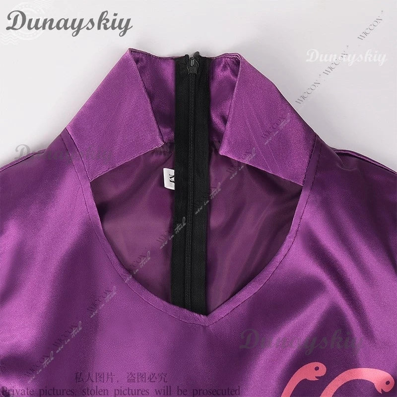 Hancock Boa Cosplay Costume Wig Halloween Costume Party Woman Adult Sexy Comic-Con Oneesan Disguise Purple Dress Set Ear Clips