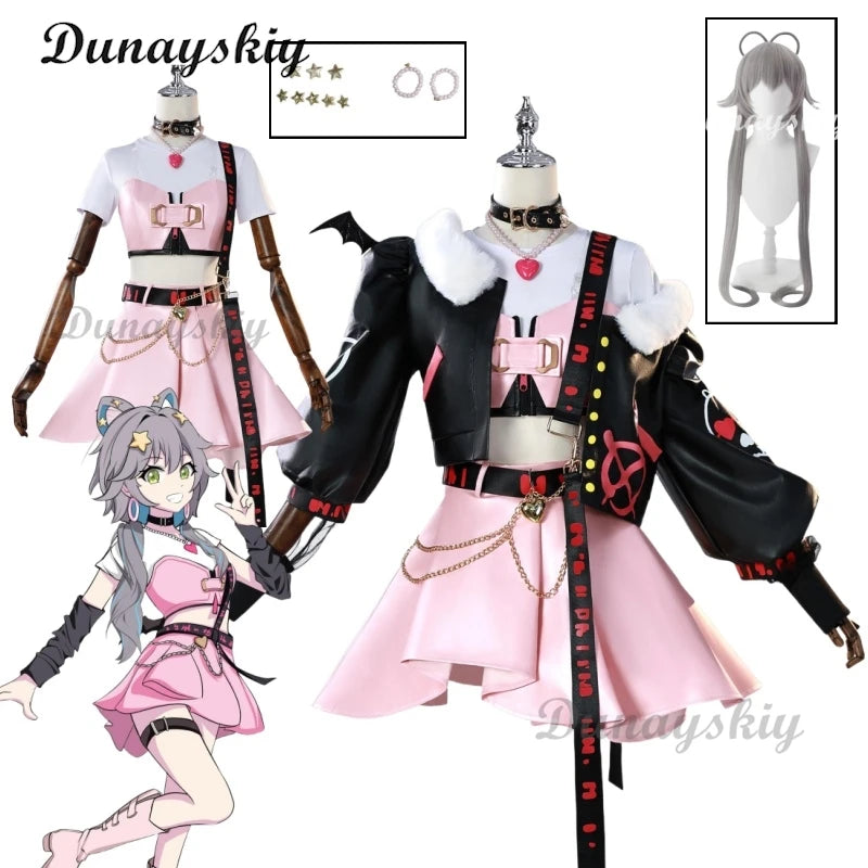 Luo Tianyi Cosplay Costume Wig Vsinger Underground Rock Punk Women's Costume Anime Virtual idol Role-playing Wig Shoe Prop Suits