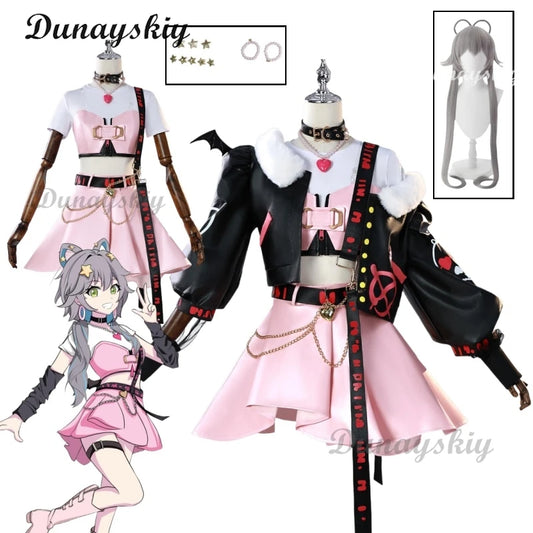 Luo Tianyi Cosplay Costume Wig Vsinger Underground Rock Punk Women's Costume Anime Virtual idol Role-playing Wig Shoe Prop Suits