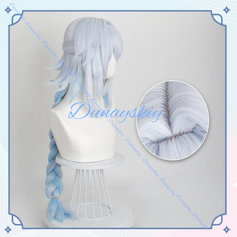 Wuthering Waves Buling Cosplay Wig Blue White Long Braids Hair Huanglong Halloween Party for Women Girls Carnival Accessory