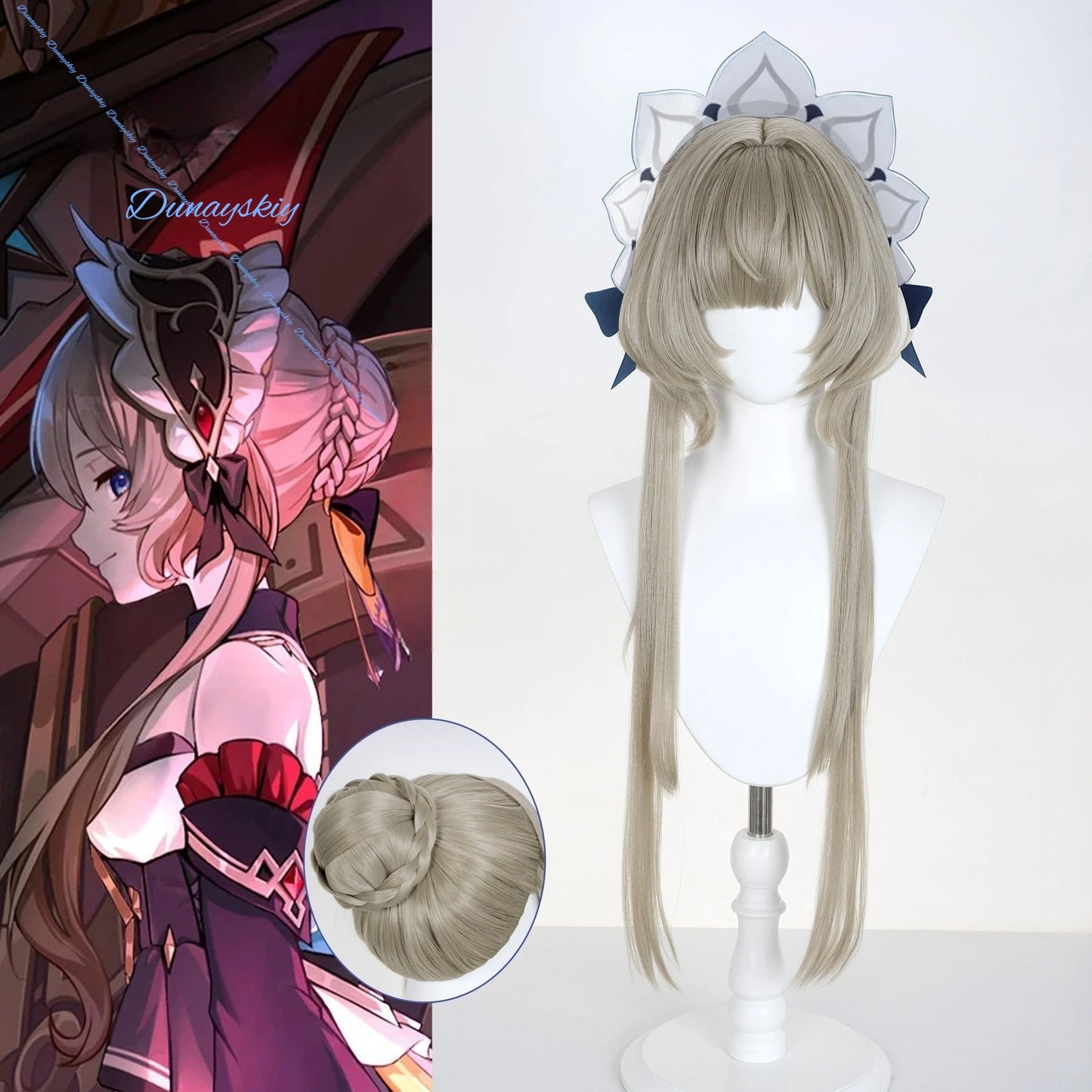 Genshin Impact Marionette Sandrone Cosplay Wig 75cm Long Brown Wig Anime Heat Resistant Synthetic Wigs Halloween Carnival Party