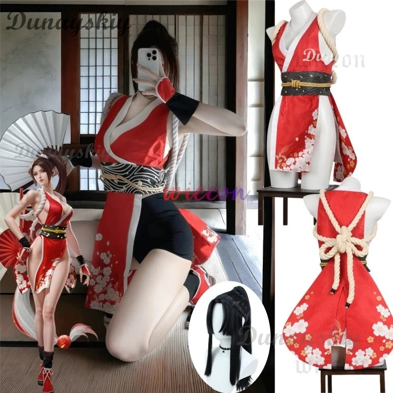 Streetfighter Cosplay Mai Shiranui Cosplay Costume Women Disguise Clothes Roleplay Outfits Fantasy Halloween Carnival Party Suit