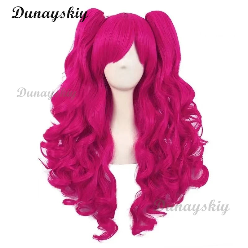 Little Cartoon Anime Pony Pinkie Pie Cosplay Wig Pink Custom Ponytail Hair High Temperature Chemical Fiber Free Wig Cap