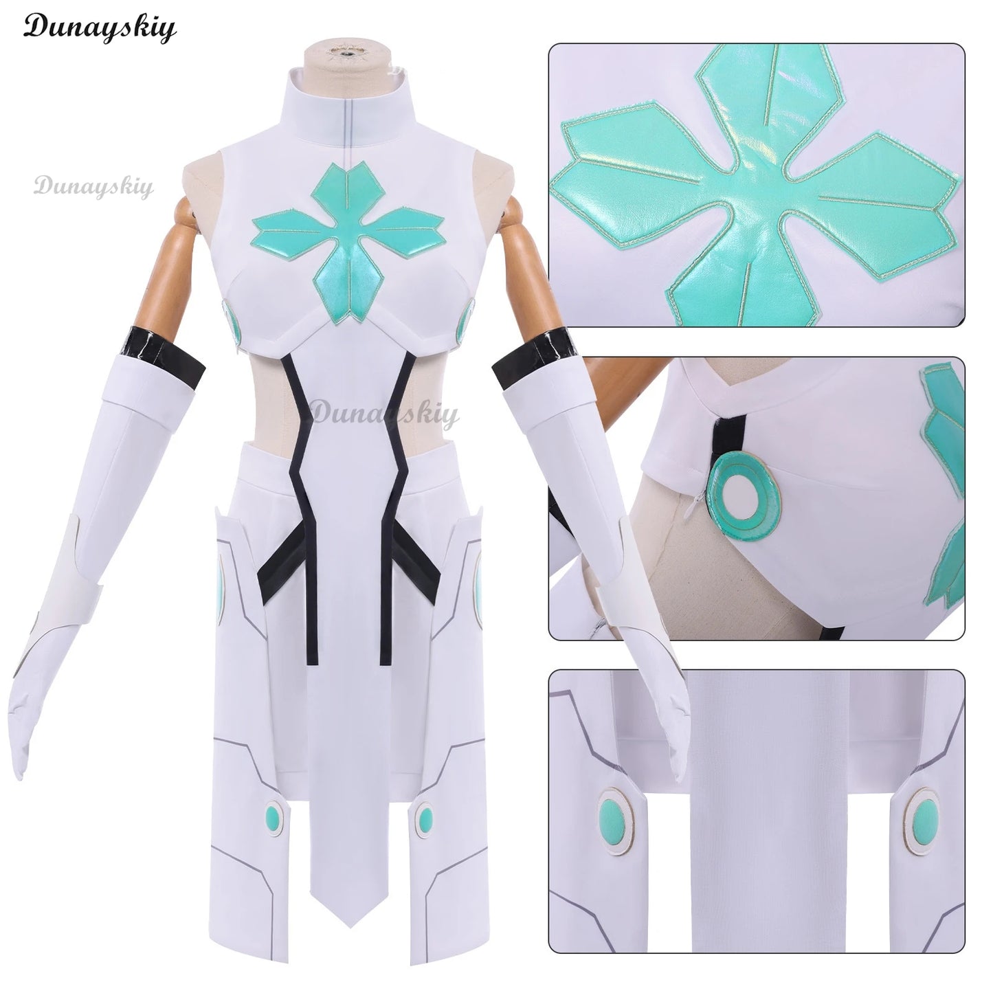 Lucky Cyan Cosplay White Green Uniform Cosplay Anime To Be Hero X Costume Wig Outfit Gloves Halloween Party for Women Carnival