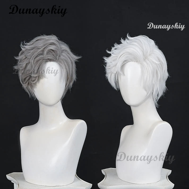 Game Love and Deepspace Sylus Cosplay Wig 2 Styles White Gray Short Hair N109 Zone Halloween Party for Women Men Props