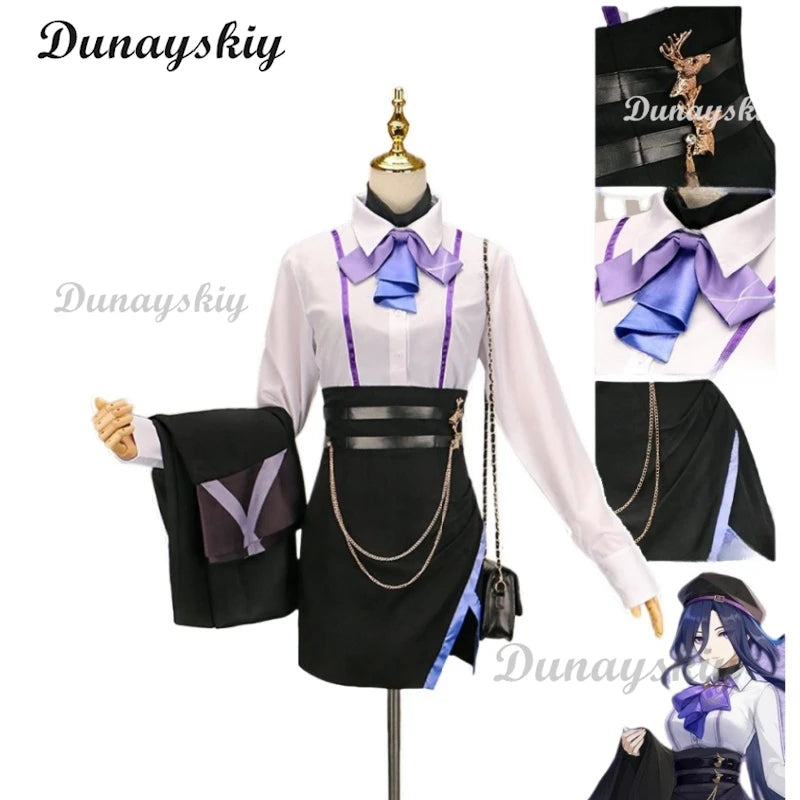 Clorinde Luckin Coffee Collab Fanart Doujin Cosplay Costume Genshin Impact Set Wig Genshin Impact Full Set Wig Halloween Xmas