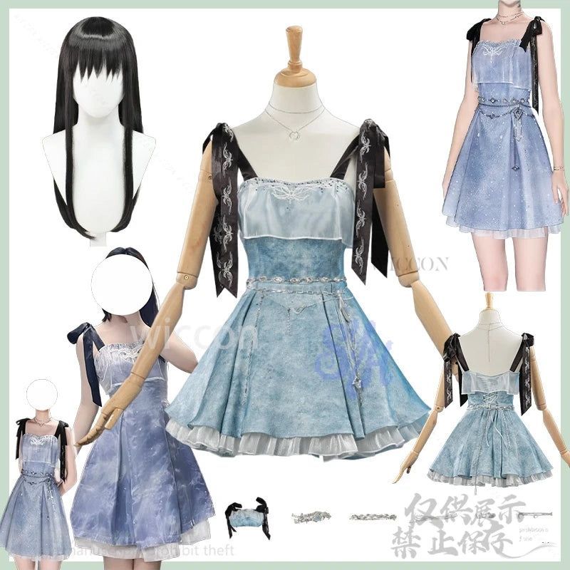 game Love And Deepspace heroine cosplayanime costume Denim Dress blue Sleeveless Vintage Mini Dresses Y2K Halloween customized