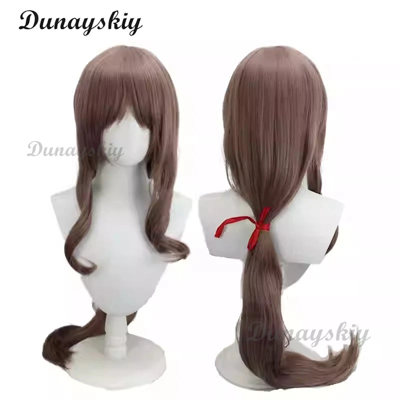 Noir Cosplay Wig Nikke Goddess of Victory Brown 100cm Heat Resistant Synthetic Hair Halloween Party Role Play Carnival + Wig Cap