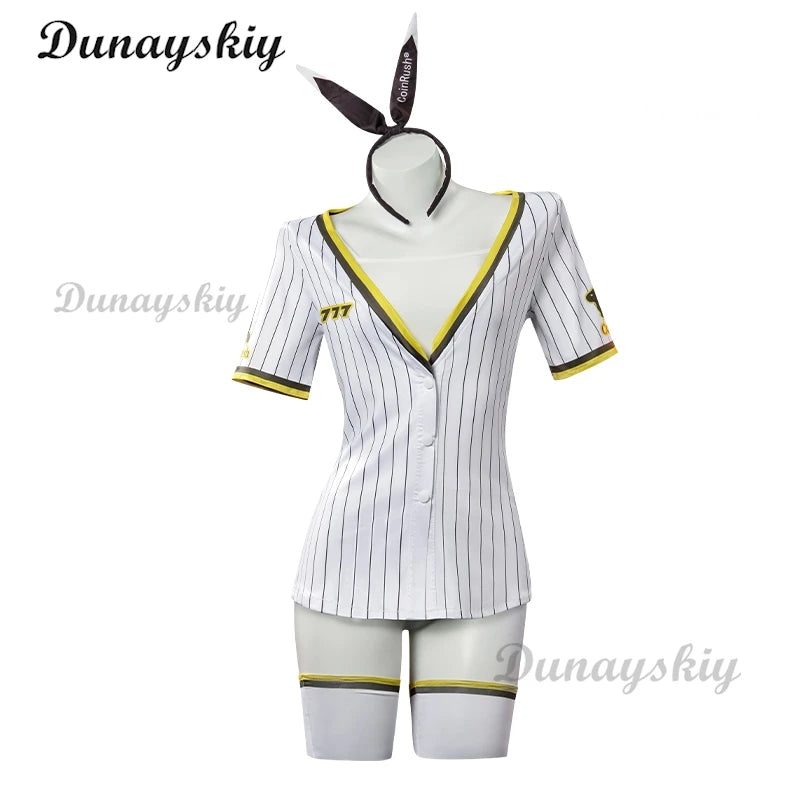 NIKKE Goddess of Victory Black Rabbit Noir Cosplay Costume Wig Sexy Sport Style Suit Baseball Jersey Dress Headwear Socks Set