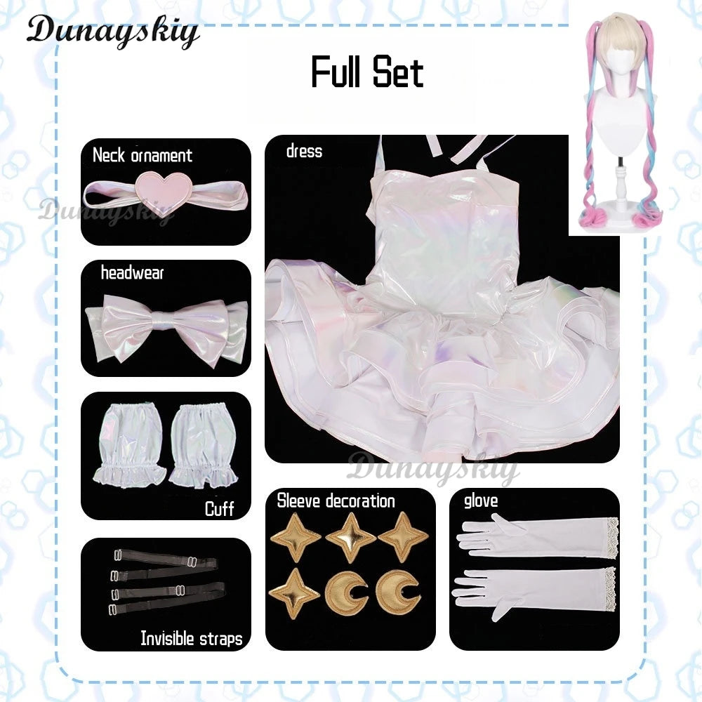 NEEDY GIRL OVERDOSE KAngel Laser Skirts Cosplay Costume Wig Streamer Overload Lolita Dress Shoes Outfit Women Ribbon Ponytail