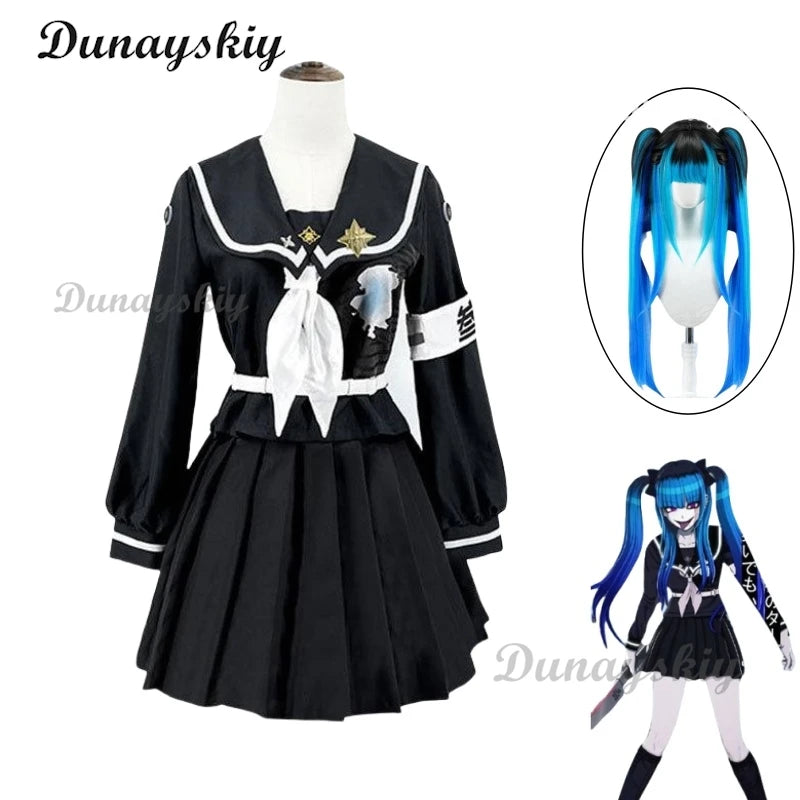 Sizuhara Hiruko Amemiya Darumi Cosplay Dress Women Clothing Uniform Wig Game Hundred Line Costume Adult Woman Party Outfi