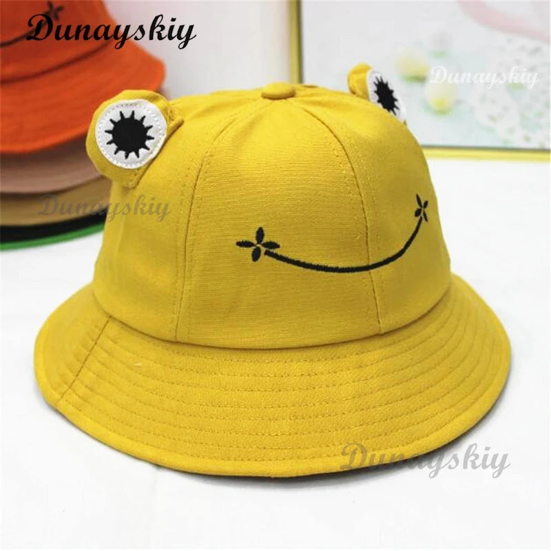Cute Frog Bucket Hats Cosplay Accessories Women Bucket Hat Women Summer Outdoor Sun Fishing Cap Cotton Wild Panama Decorative
