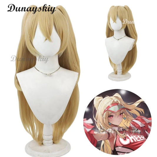 Clay Cosplay Wig Nikke Goddess of Victory Yellow 90cm Heat Resistant Synthetic Hair Halloween Party Role Play + Free Wig Cap