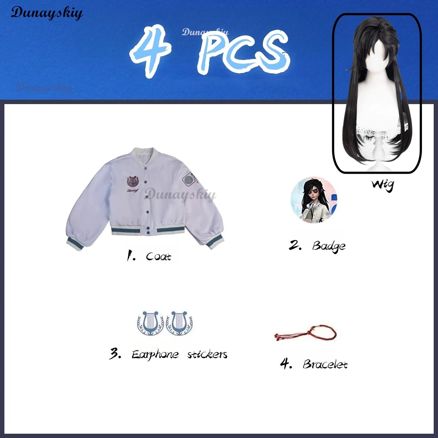 Game Identity V Antiquarian Qi Shiyi Cosplay Costume Wig Cute Party Suit Coat Shirt Pants Halloween Carnival Customized