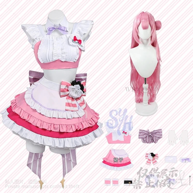 Game NIKKE：The Goddess Of Victory Dorothy Doro Cosplay Anime Coffee Maid Costume Kawaii Pink Ruffles Bow Cake Dress Halloween