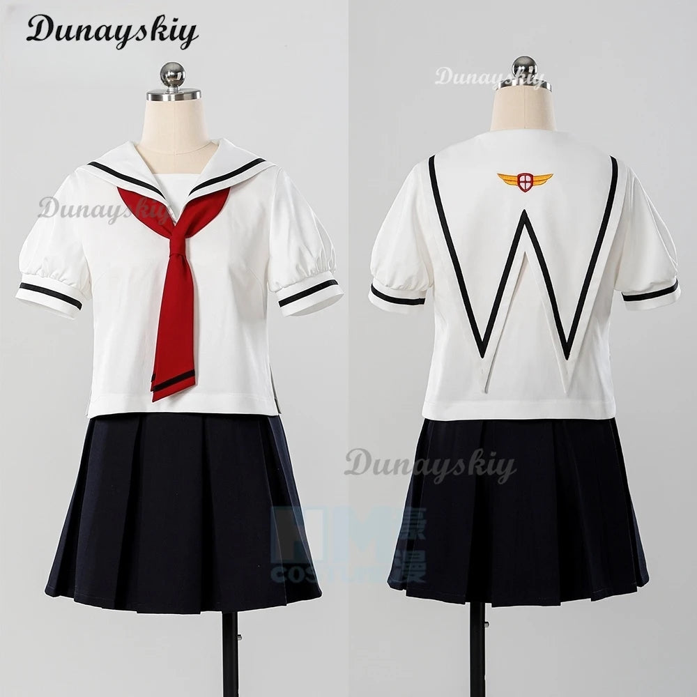 Anime Card Captor Sakura Kinomoto Sakura Cosplay Costume Summer Women School Uniform Full Set Party Carnival Japanese-jiakei
