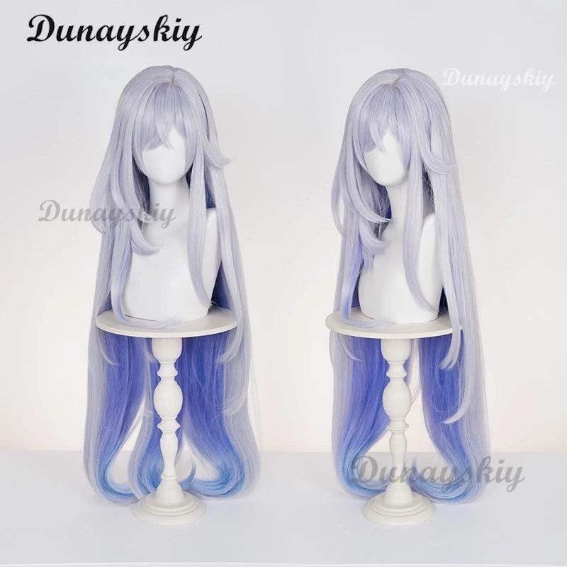 Genshin Impact Skirk Cosplay Wig Blue Gray Long Hair New Skin Swordswoman Tartaglia's Master Abyss Halloween Party Women Girls