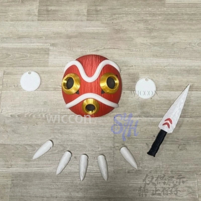 Anime Princess Cosplay Mask Earring Horror Red 3D Polylactic Acid Necklace Props Accessory Halloween Christmas Party Gifts Cos