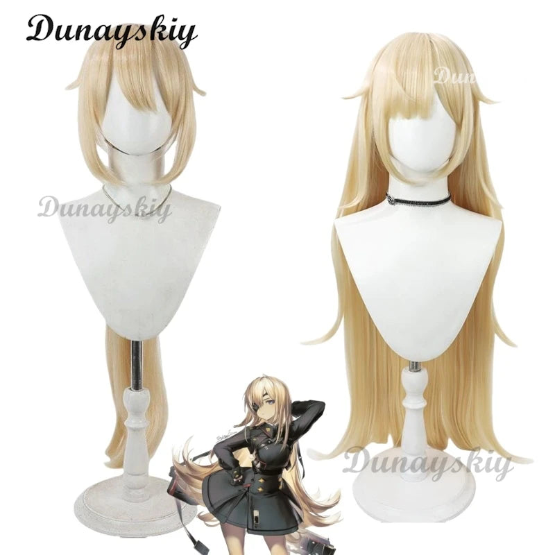 Nikke: Goddess of Victory Guillotine Cosplay Wig 90cm Long Blonde Ponytail Heat Resistant Synthetic Hair Halloween Carnival