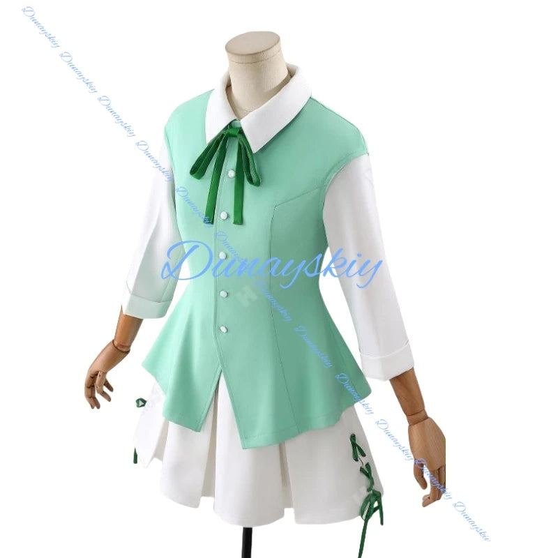 Sakura Game Cosplay Costume Wig School Uniform Anime Green Dress Clothe Halloween Costumes For Women Man Full Set