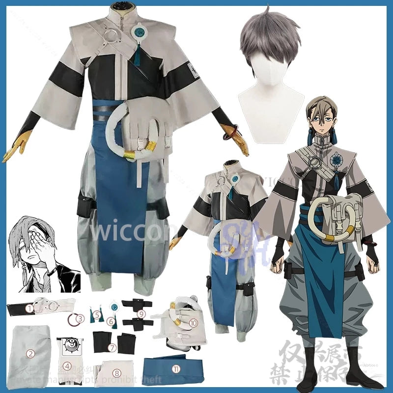 GACHIAKUTA Zanka Cosplay Anime Costume Grey Punk Uniform Y2K Chinese Styles Coat Dress Wigs Jirai Kei Earring Halloween Party